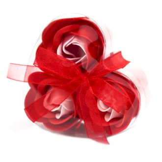 Set of 3 Soap Flower Heart Box - Peach Rose
