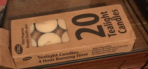 UNSCENTED BOX OF 20 TEALIGHT CANDLES - NEW